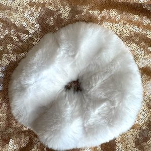 Minky Snow Seal Hair Scrunchie Handmade